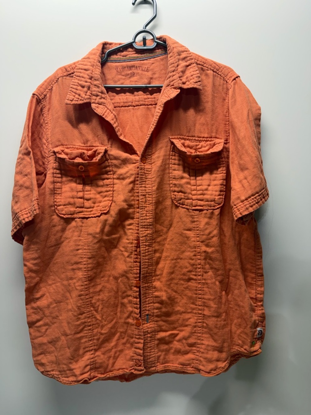 Margaritaville Orange Short Sleeve Button-Down Shirt